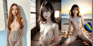 陰毛の生えた貧乳のAI美女エロ画像55枚【AIグラビアヌード】