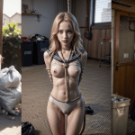 ギャルっぽいJK風AI美女の緊縛羞恥プレイ【AIグラビアヌード】