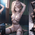 2次元アニメ美少女が全裸で縛られるエッチな緊縛エロ画像【AIグラビアヌード】