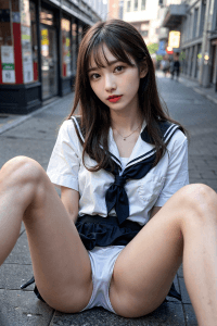 JK風美女のパンチラ