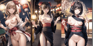 浴衣のはだけるエッチな2次元美少女のエロ画像