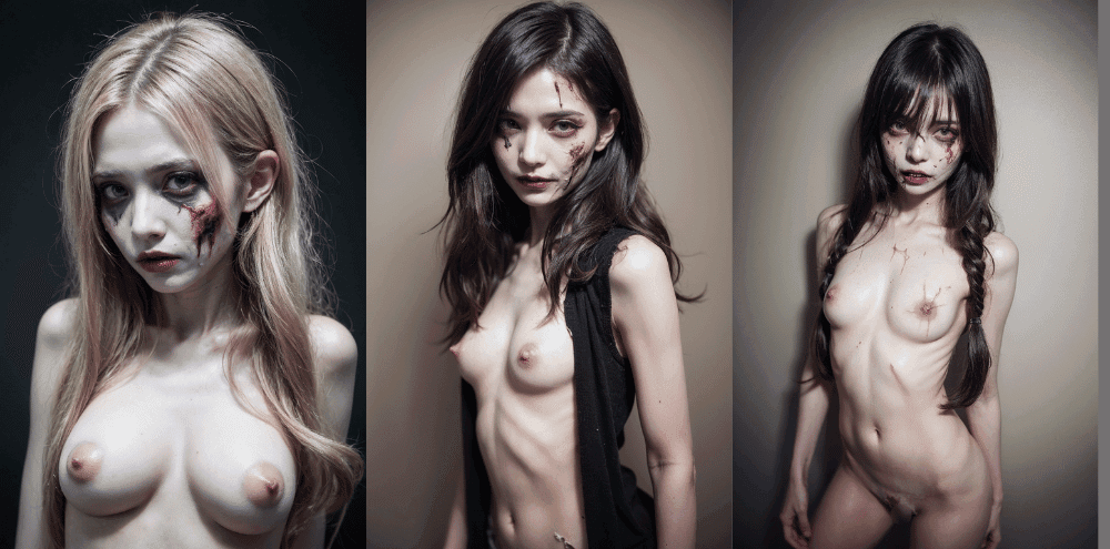 ハロウィンゾンビのヌード画像【AIグラビアヌード】