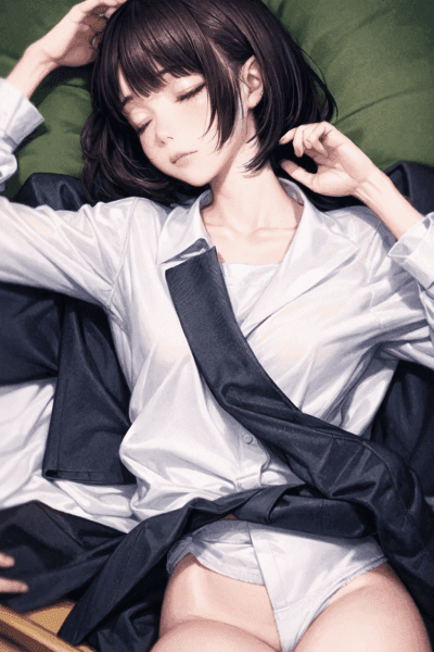 2次元イラスト、マンコが見えそうな泥酔美女