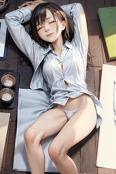 2次元イラスト、パンツ丸見えの美女