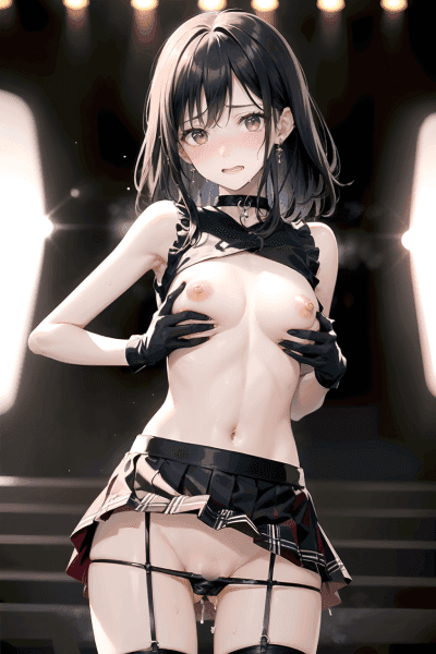 2次元イラスト、黒髪アイドルのマンコ