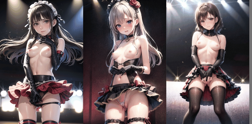 2次元エロ画像！アイドルがおっぱい丸出し衣装でライブ！