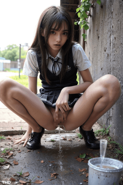 おしっこをする女子高生