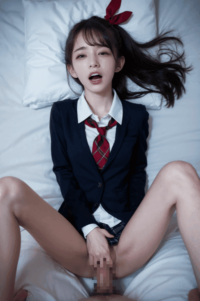 制服で正常位セックスをするJK