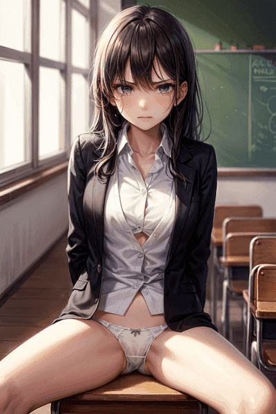 パンツ丸見えで開脚するJK