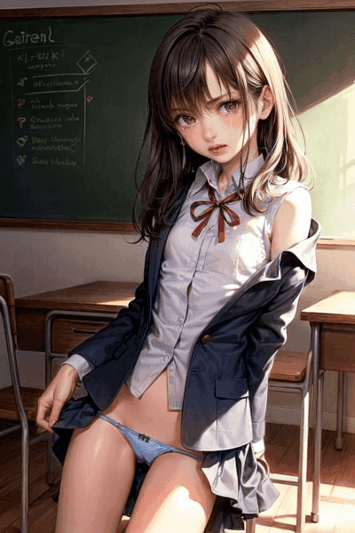 カラフルなパンティのJK