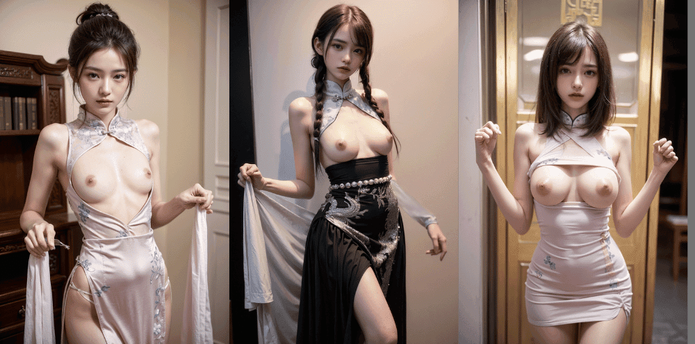チャイナドレスからおっぱいがはみ出るAI美女【AIグラビアヌード】