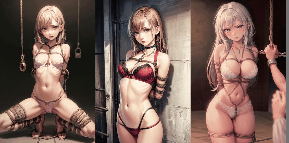 高級な下着姿の美女が縛られて脱がされるエロ画像【2次元イラスト】