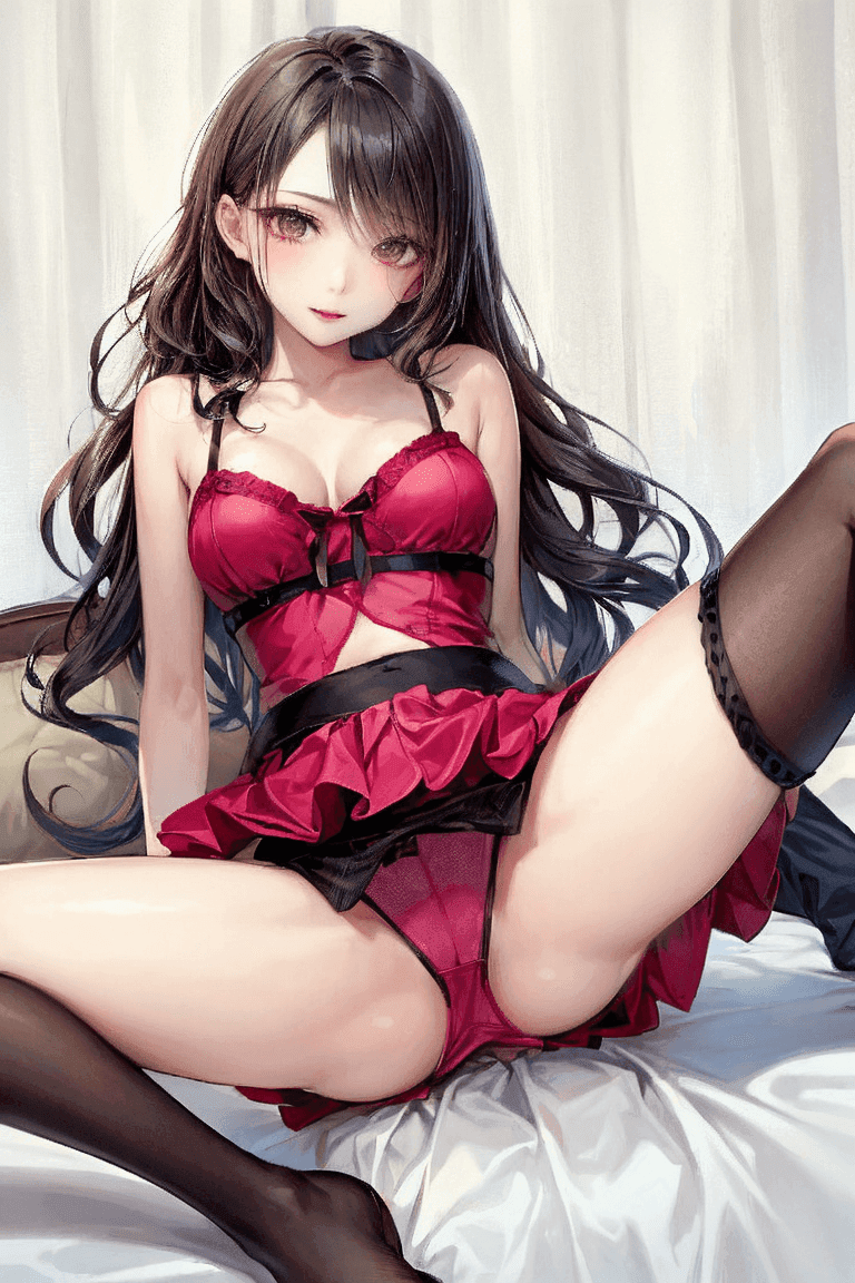 セクシーな赤い下着のパンチラ