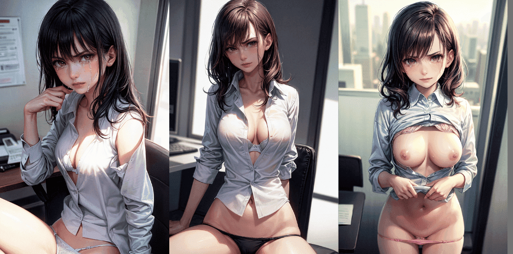 【2次元エロ動画】美人OLがオフィスで脱ぐことを強要されるエロ動画